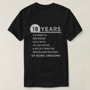 18. Geburtstags-Shirt 18 Jahre alte T-Shirt