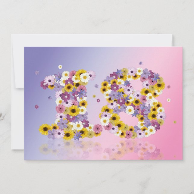 18. Geburtstagsfeier mit Blumenbriefen Einladung (Vorderseite)