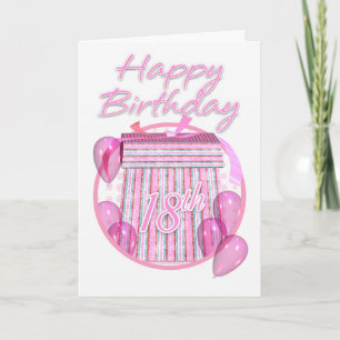 18. Geburtstagsfeier - Rosa - Geburtstag glücklich Karte