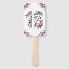 18. Geburtstagsfoto Collage Pink Girl Blume Weiß Fächer