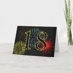 18. Geburtstagskarte mit Feuerwerk Karte