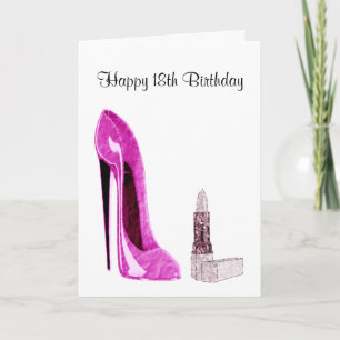 18. Geburtstagskarte mit rosa Stiletto Sho Karte