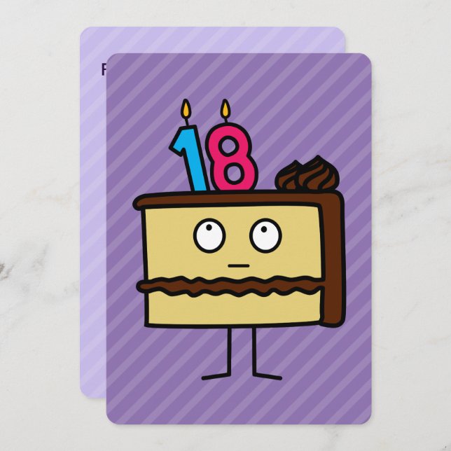 18. Geburtstagskuchen mit Kerzen Einladung (Vorne/Hinten)