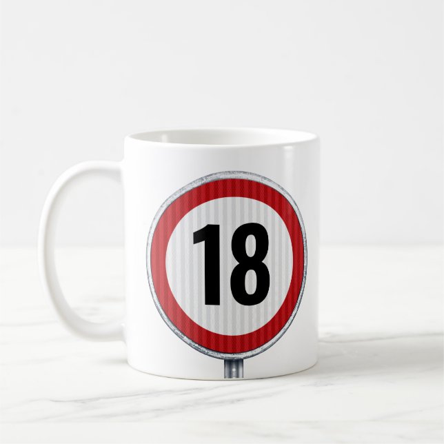 18. Geburtstagsmuster mit kreisförmigem Straßensch Kaffeetasse (Links)