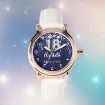 18. Geburtstagsnavy blauen Silberstars Armbanduhr<br><div class="desc">Ein Geschenk für einen 18. Geburtstag. Eine marineblau Hintergrundfarbe mit Imitaten silbernen Sternen. Die blaue Farbe ist ungleichmäßig. Fügen Sie einen Namen,  ein Datum hinzu.</div>