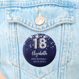 18. Geburtstagsnavy blauen Silberstars Button