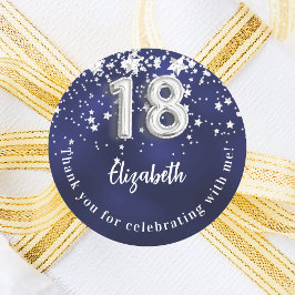 18. Geburtstagsnavy blauen Silberstars Runder Aufkleber