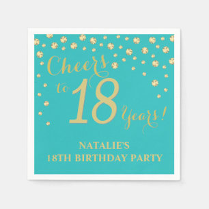 18. Geburtstagsparty Aquamarin und Gold Diamond Na Serviette