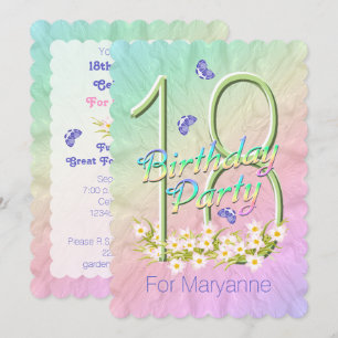 18. Geburtstagsparty Butterfly Garden Einladung