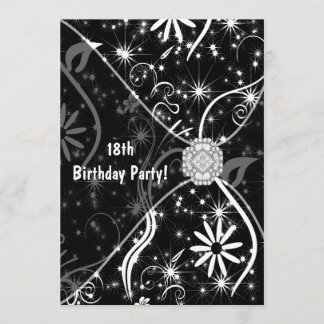 18. Geburtstagsparty Einladung Black Jewel 18.