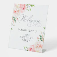 18. Geburtstagsparty Elegant Rosa Blumen Willkomme