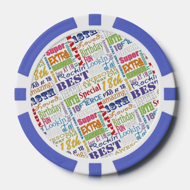 18. Geburtstagsparty-Foto mit Monogramm Pokerchips (Vorderseite)