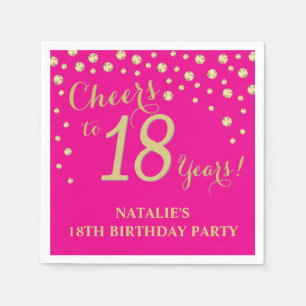 18. Geburtstagsparty Hot Pink und Gold Diamond Serviette