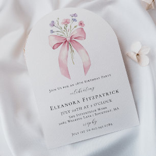 18. Geburtstagsparty Pink Bow Wildblume Arch Einladung