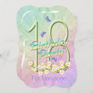 18. Geburtstagsparty Rainbow Garden Einladung