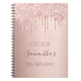 18. Geburtstagsparty Rose Gold Glitzer Tropfen Notizblock