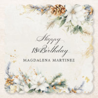 18. Geburtstagsparty White Winter Floral Custom
