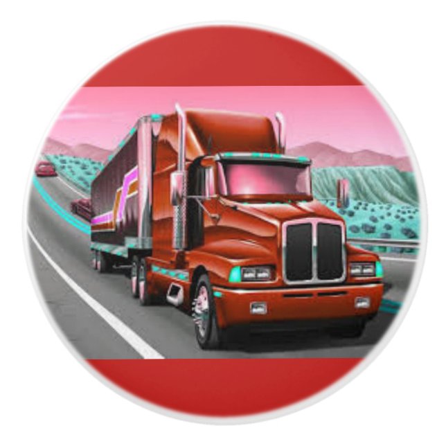 18 Geschäftemacher-Fracht-LKW auf einem Keramikknauf (Vorderseite)