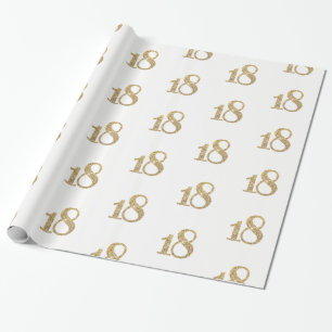 18 GOLD GLITZER NUMBER glamouröser funkelnd Geburt Geschenkpapier