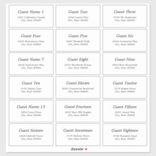 18 Guest Address Labels Eleganter Minimalistischer