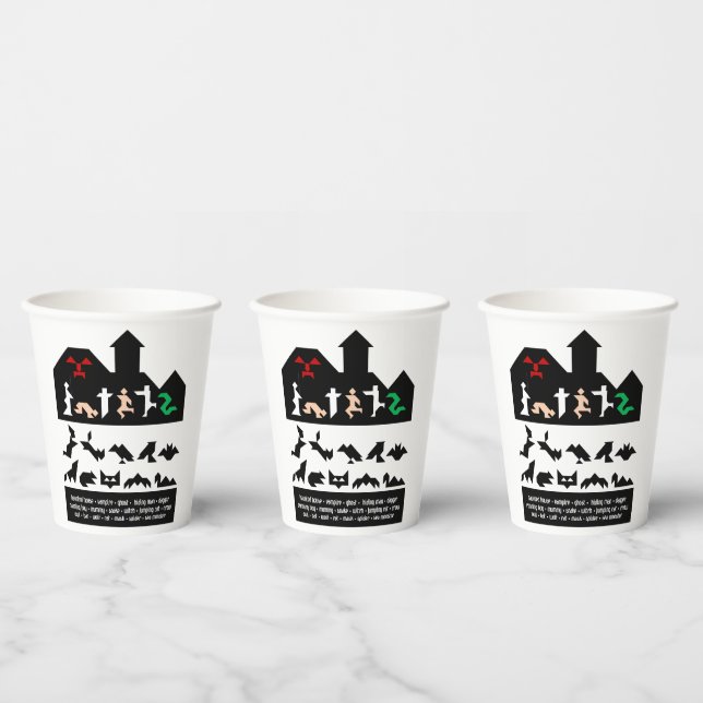 18 Halloween-Tangram-Bilder Pappbecher (Multi)