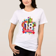 18. Happy Birthday Tri-Blend Girl T - Shirt
