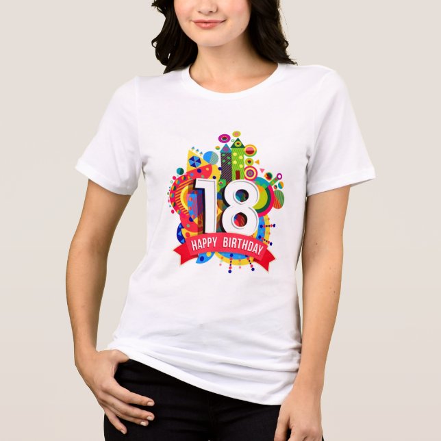 18. Happy Birthday Tri-Blend Girl T - Shirt (Vorderseite)