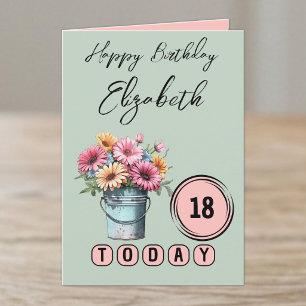 18 heute Gerbera-Blumen Geburtstag grün Karte