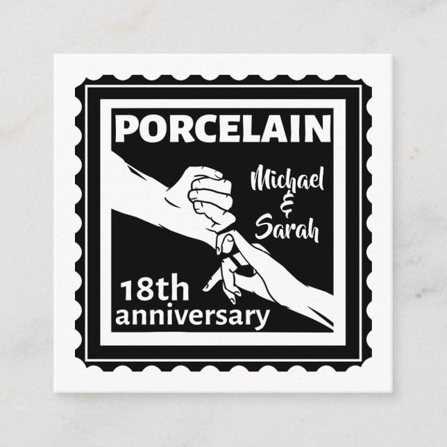 18. Hochzeitstag Porzellan traditionell Begleitkarte (Vorderseite)