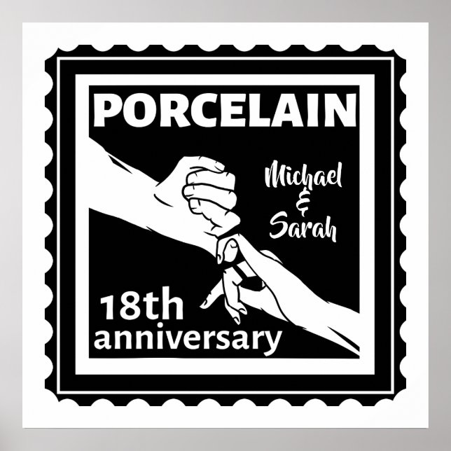 18. Hochzeitstag Porzellan traditionell Poster (Vorne)