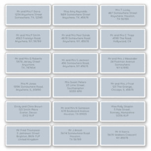 18 individuelle Hochzeitgästen-Adressen blau Aufkleber