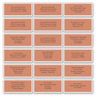 18 individuelle Namen der Gäste Adressen Terracott Aufkleber