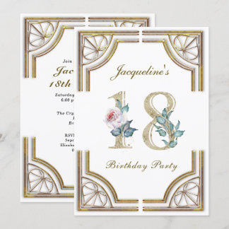 18. Jahr Elegante Gold Geburtstagsparty Einladung