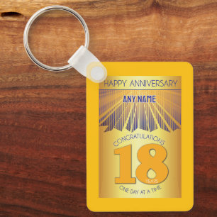 18 Jahre Nüchternheitsjubiläum Golden Ray 12-Sch Schlüsselanhänger