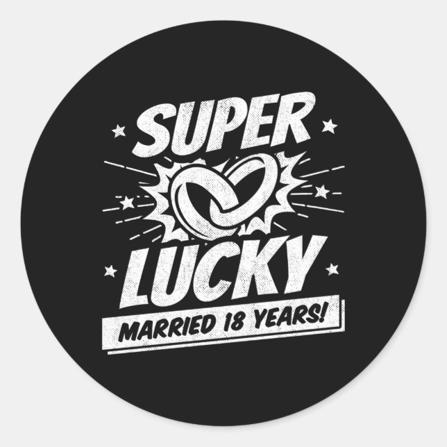 18 Jahre Verheiratet 18. Hochzeitstag Runder Aufkleber (Vorderseite)