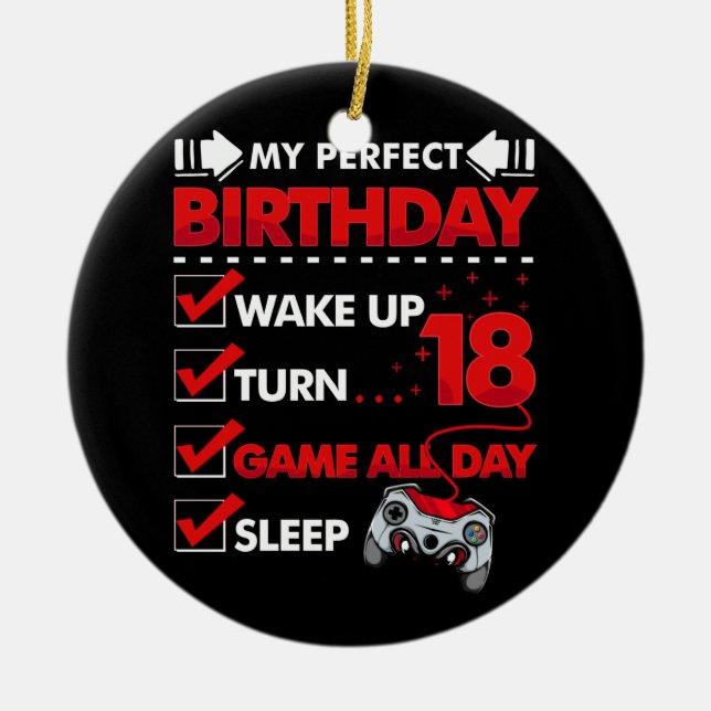 18-jähriger Gamer Boy 18. Perfect Birthday Gaming Keramik Ornament (Vorne)