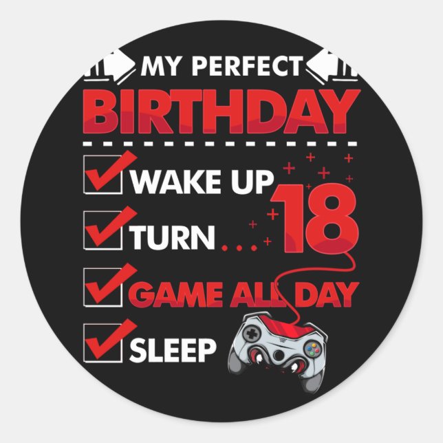 18-jähriger Gamer Boy 18. Perfect Birthday Gaming Runder Aufkleber (Vorderseite)