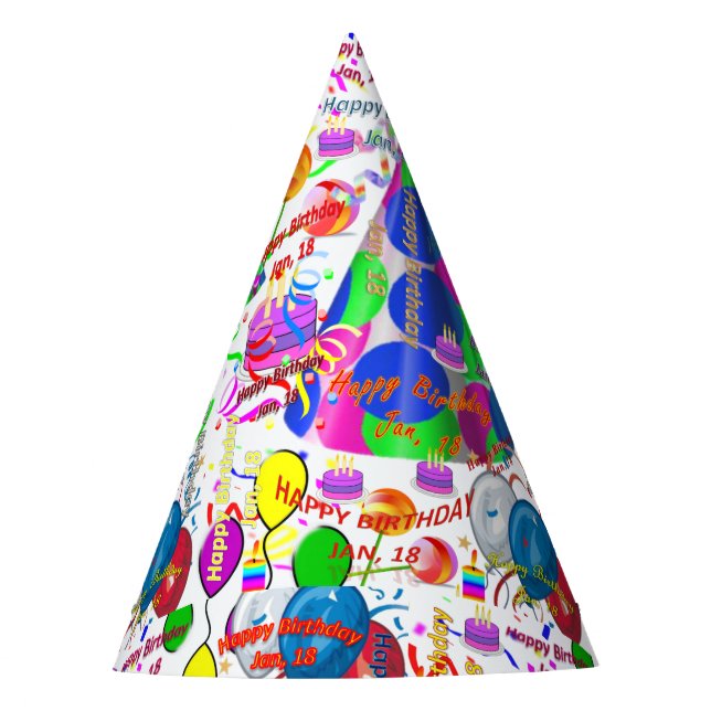 18. Januar Party Geburtstagshut, Geburtstagshut Partyhütchen (Vorderseite)