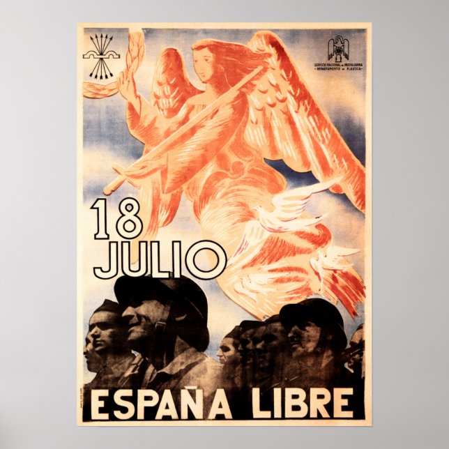 18 JULIO ESPANA LIBRE Spanische Propaganda des Ziv Poster (Vorne)
