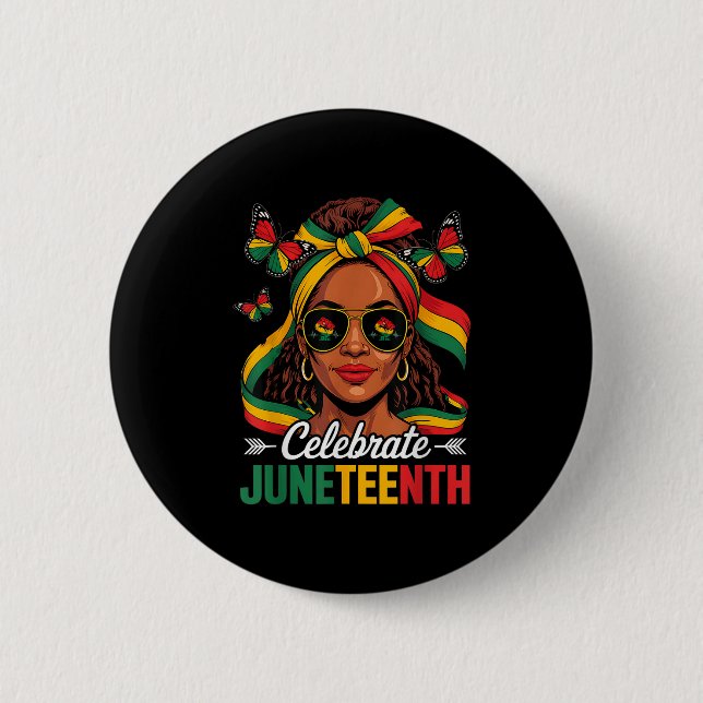 18. Juni 1865 Celebrate Juneteenth Women African Button (Vorderseite)