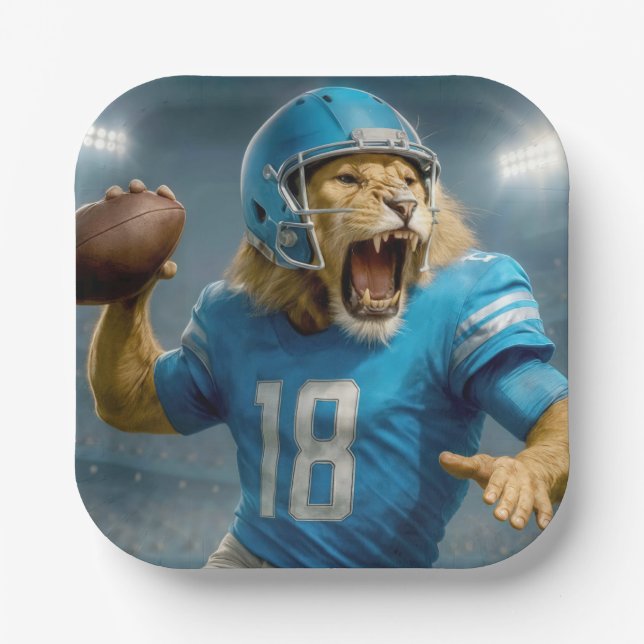 18 Löwenfußballspieler Pappteller (Vorderseite)