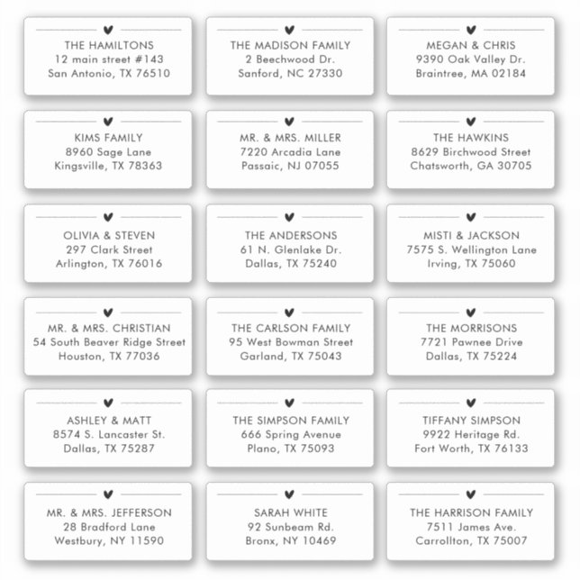 18 Moderner Hochzeitnehmer Individuelle Adresse Aufkleber (Vorderseite)