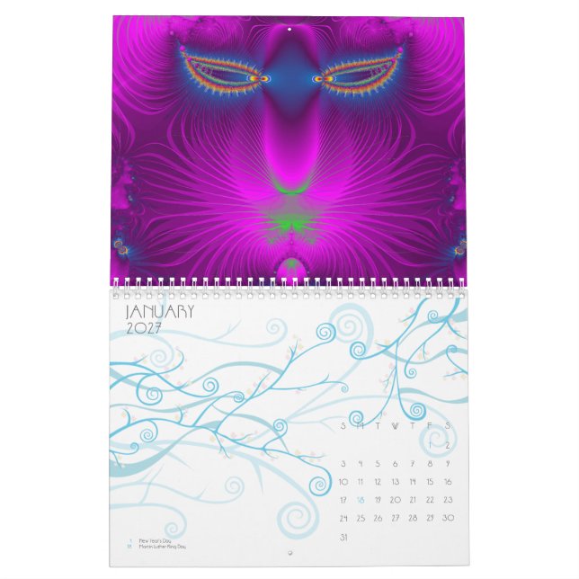 18-Monats-Fraktalkunstkalender Kalender (Jan 2027)
