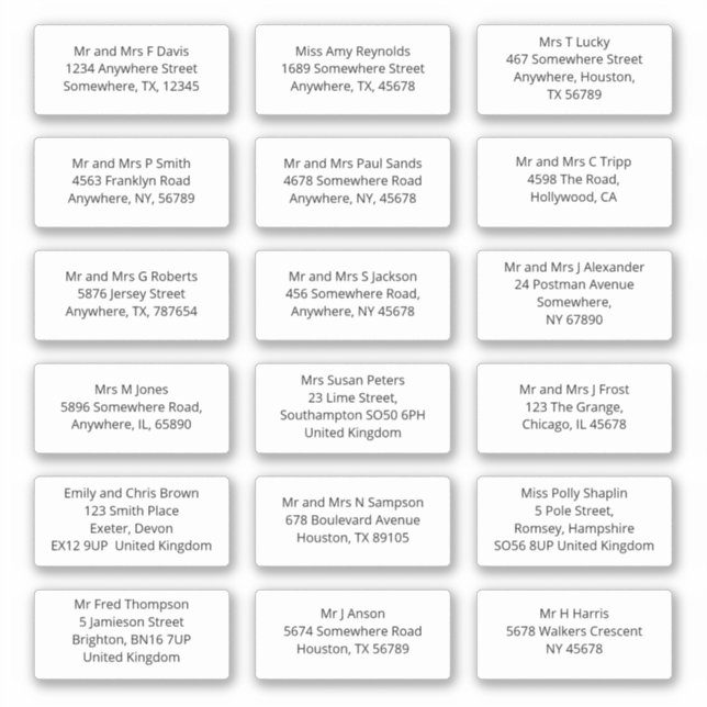 18 Name des Empfängers Aufkleber (Vorderseite)