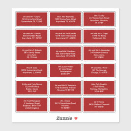 18 Namen der Empfänger Rot Aufkleber