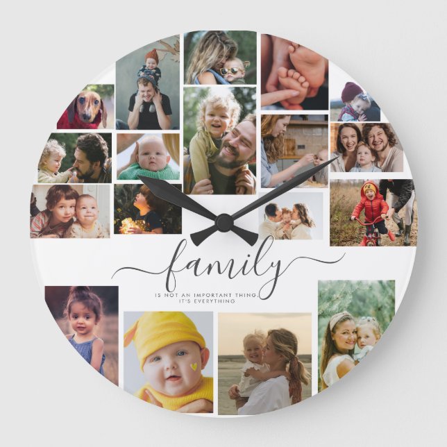 18 Niedlicher FotoCollage-Speicher für die Liebe Große Wanduhr (Vorderseite)