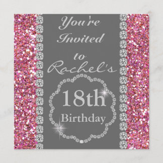 18. PINK BLING Geburtstagsparty Einladung