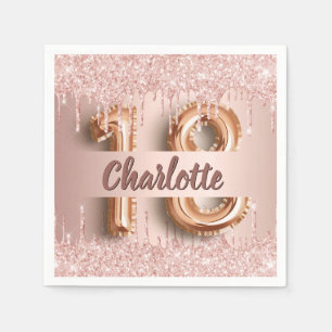 18. Rose Gold Glitzer Monogramm Luxus Serviette
