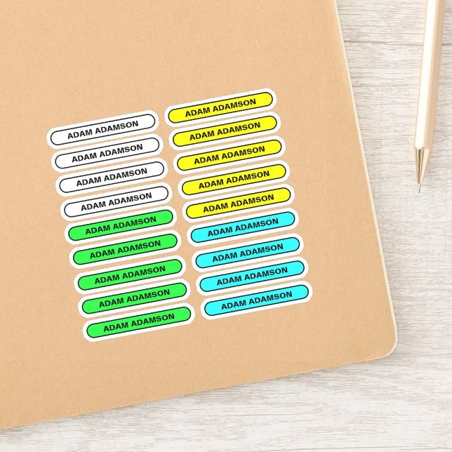 18 Slip Tags mit vollem Namen - Aufkleber für Schü (boys name stickers for school, personalized student water bottle labels, cute teacher appreciation)