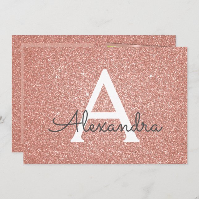18. Sparkle Rose Gold Blush Pink Foto Einladung (Vorne/Hinten)